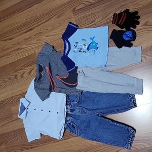 7 pc baby boy clothing lot 12M Perry Ellis Nike Carter's shirt pants button down